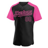 Custom Black Pink Authentic Raglan Sleeves Baseball Jersey