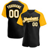 Custom Black White-Gold Authentic Raglan Sleeves Baseball Jersey