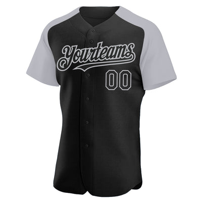 Custom Black Gray Authentic Raglan Sleeves Baseball Jersey