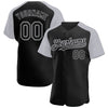 Custom Black Gray Authentic Raglan Sleeves Baseball Jersey