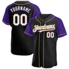 Custom Black White Purple-Old Gold Authentic Raglan Sleeves Baseball Jersey