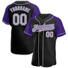 Custom Black Gray-Purple Authentic Raglan Sleeves Baseball Jersey