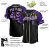 Custom Black Purple-Cream Authentic Raglan Sleeves Baseball Jersey