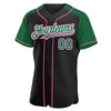 Custom Black Kelly Green-Pink Authentic Raglan Sleeves Baseball Jersey