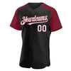 Custom Black White-Crimson Authentic Raglan Sleeves Baseball Jersey