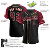 Custom Black Crimson-City Cream Authentic Raglan Sleeves Baseball Jersey