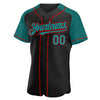 Custom Black Teal-Red Authentic Raglan Sleeves Baseball Jersey