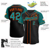 Custom Black Teal-Orange Authentic Raglan Sleeves Baseball Jersey
