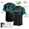 Custom Black Teal-Gray Authentic Raglan Sleeves Baseball Jersey