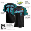 Custom Black Teal-Purple Authentic Raglan Sleeves Baseball Jersey