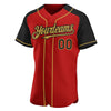 Custom Red Black-Old Gold Authentic Raglan Sleeves Baseball Jersey