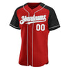 Custom Red White Black-Gray Authentic Raglan Sleeves Baseball Jersey