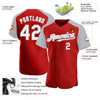 Custom Red White-Gray Authentic Raglan Sleeves Baseball Jersey