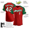 Custom Red White-Kelly Green Authentic Raglan Sleeves Baseball Jersey