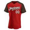 Custom Red White-Brown Authentic Raglan Sleeves Baseball Jersey