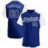 Custom Royal White Authentic Raglan Sleeves Baseball Jersey