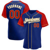 Custom Royal Red-Old Gold Authentic Raglan Sleeves Baseball Jersey