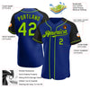 Custom Royal Neon Green-Black Authentic Raglan Sleeves Baseball Jersey