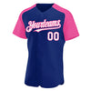 Custom Royal White-Pink Authentic Raglan Sleeves Baseball Jersey