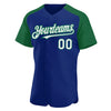 Custom Royal White-Kelly Green Authentic Raglan Sleeves Baseball Jersey