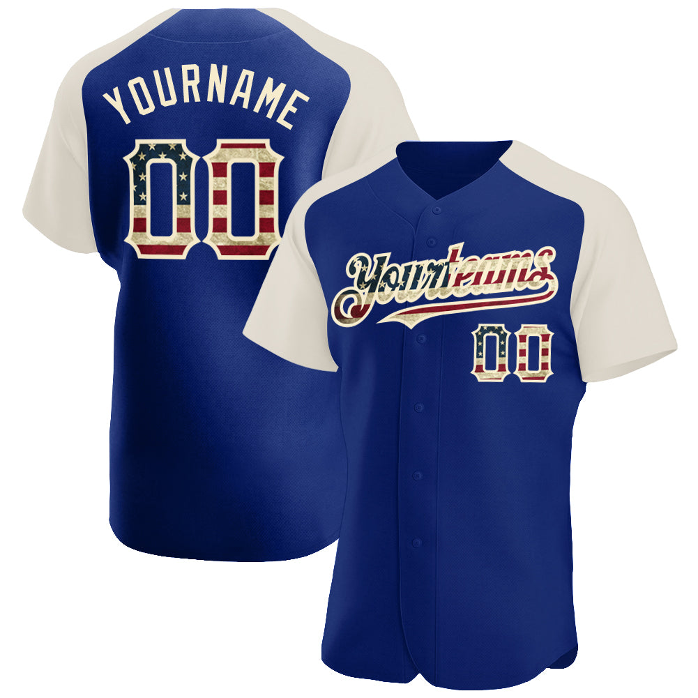 Custom White Red Pinstripe Red-Light Blue Authentic Raglan Sleeves Baseball  Jersey