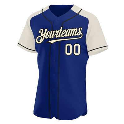 Custom Royal Cream-Black Authentic Raglan Sleeves Baseball Jersey