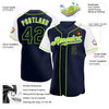 Custom Navy White-Neon Green Authentic Raglan Sleeves Baseball Jersey