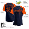 Custom Navy Orange Authentic Raglan Sleeves Baseball Jersey