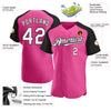 Custom Pink White-Black Authentic Raglan Sleeves Baseball Jersey