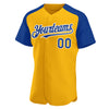 Custom Gold Royal-White Authentic Raglan Sleeves Baseball Jersey