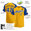 Custom Gold Royal-White Authentic Raglan Sleeves Baseball Jersey