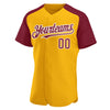 Custom Gold Crimson-White Authentic Raglan Sleeves Baseball Jersey