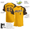 Custom Gold Brown-White Authentic Raglan Sleeves Baseball Jersey