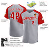 Custom Gray Red-White Authentic Raglan Sleeves Baseball Jersey