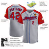 Custom Gray Red-Royal Authentic Raglan Sleeves Baseball Jersey