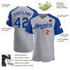 Custom Gray Royal-Red Authentic Raglan Sleeves Baseball Jersey