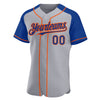 Custom Gray Royal-Orange Authentic Raglan Sleeves Baseball Jersey