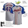 Custom Gray Royal-Orange Authentic Raglan Sleeves Baseball Jersey