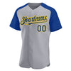 Custom Gray Royal-Yellow Authentic Raglan Sleeves Baseball Jersey