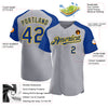 Custom Gray Royal-Yellow Authentic Raglan Sleeves Baseball Jersey