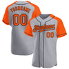 Custom Gray Orange-Black Authentic Raglan Sleeves Baseball Jersey