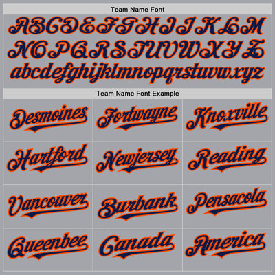 Custom Gray Navy-Orange Authentic Raglan Sleeves Baseball Jersey