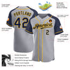 Custom Gray Navy-Gold Authentic Raglan Sleeves Baseball Jersey