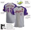 Custom Gray Purple-Old Gold Authentic Raglan Sleeves Baseball Jersey