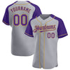 Custom Gray Purple-Old Gold Authentic Raglan Sleeves Baseball Jersey