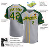 Custom Gray Green-Gold Authentic Raglan Sleeves Baseball Jersey