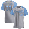 Custom Gray Light Blue-Steel Gray Authentic Raglan Sleeves Baseball Jersey