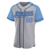 Custom Gray Light Blue-Navy Authentic Raglan Sleeves Baseball Jersey