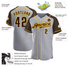 Custom Gray Brown-Yellow Authentic Raglan Sleeves Baseball Jersey