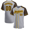 Custom Gray Brown-Yellow Authentic Raglan Sleeves Baseball Jersey